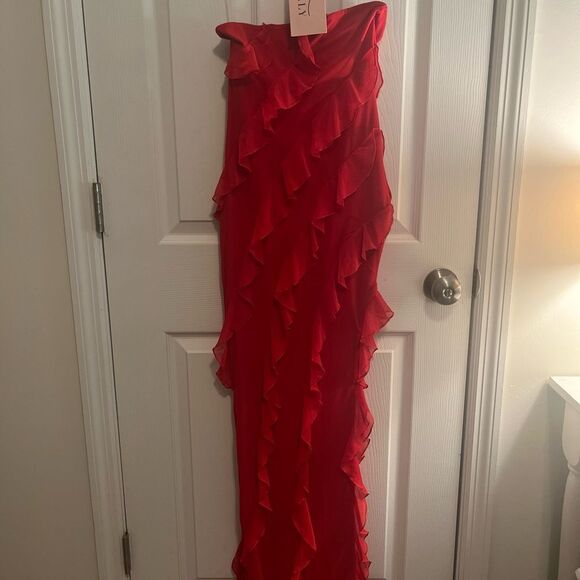 Oh Polly Nevali Bandeau Ruffle Dress NWT! - Picture 4 of 10